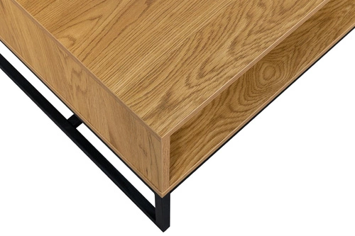 Stolik kawowy Capri prostokątny boho z rattanowym frontem i szufladą do salonu 120x60 cm