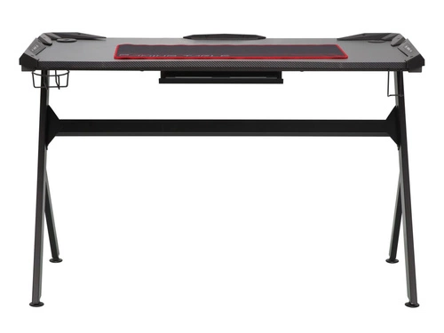 Biurko gamingowe Jayce czarne nowoczesne do pracy i grania z uchwytem na napój Intesi 120x60 cm