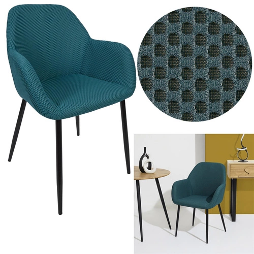 Krzesło tapicerowane Lavia Intesi turkusowe z podłokietnikami do jadalni i salonu nowoczesne