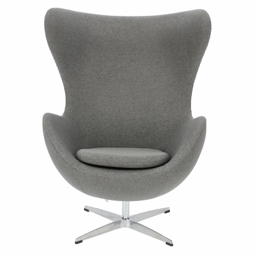 Fotel uszak Jajo inspirowany Egg do salonu i biura szary nowoczesny obrotowy Easy Clean