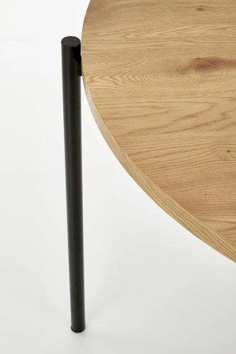 Stół okrągły loftowy Moris 120 cm do jadalni dąb złoty z czarnymi nogami Intesi