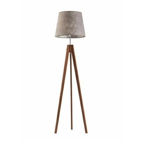 Lampa podłogowa ARUBA abażur szary melanż stelaż mahoniowy