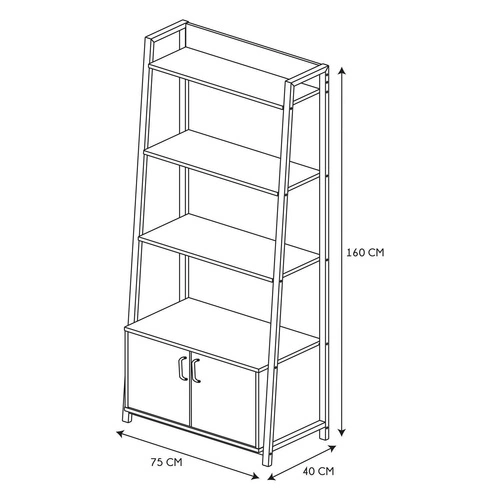 Regał na książki loftowy Police metalowy z szafkami i półkami do salonu i biura 160 cm Intesi