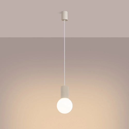 Lampa wisząca HALO 1 beżowa kula szklana nowoczesna do salonu i sypialni 120 cm