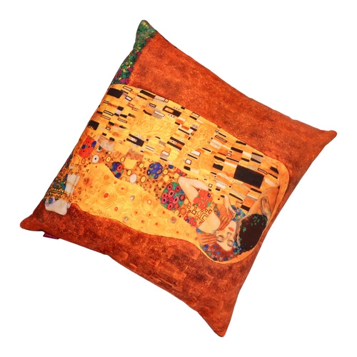 Poduszka dekoracyjna welurowa Pocałunek Intesi 40x40 złota do salonu antyalergiczna