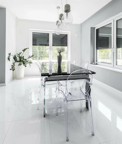 Krzesło Royal Ghost inspirowane Louis Ghost szare sztaplowane do salonu i ogrodu D2.DESIGN