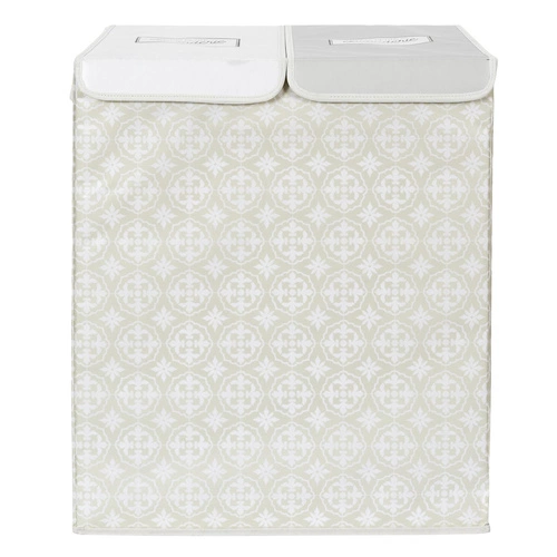 Intesi nowoczesny kosz na pranie 2 komory z pokrywą składany szary do łazienki 50x41x57