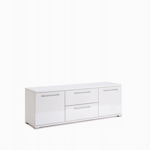 Szafka RTV biała połysk Flory 150 cm nowoczesna z szufladami do salonu Intesi