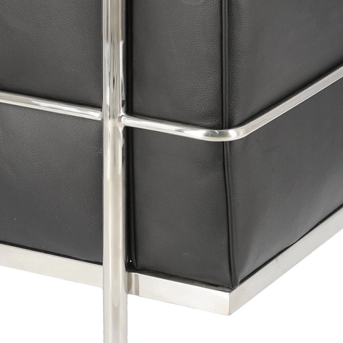 Fotel wypoczynkowy Kubik czarna skóra naturalna nowoczesny do salonu inspirowany LC2