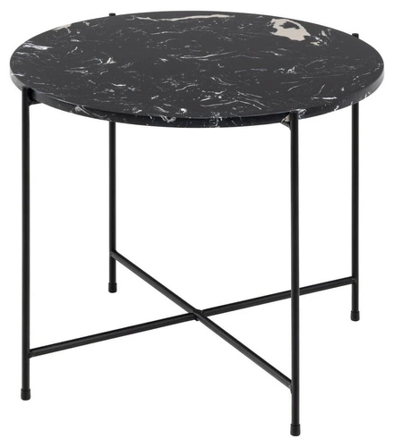 Stolik kawowy Avila okrągły czarny marmur 52 cm nowoczesny glamour do salonu Actona