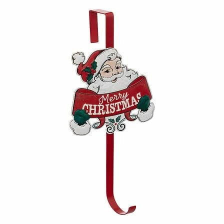 Czerwony metalowy wieszak ścienny z Mikołajem Feeric Christmas do przedpokoju 38 cm