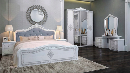 Toaletka Diamante biała glamour z szufladami do sypialni nowoczesna na kosmetyki Intesi