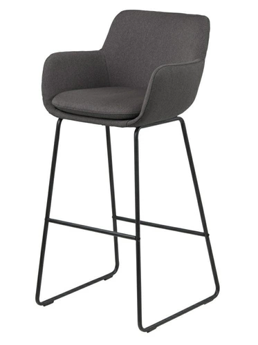 Hoker tapicerowany z oparciem Lisa Actona szary glamour do kuchni i jadalni 76 cm