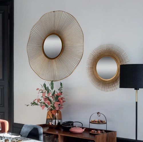 Lustro okrągłe do przedpokoju Soleil Atmosphera złote glamour na ścianę 58 cm