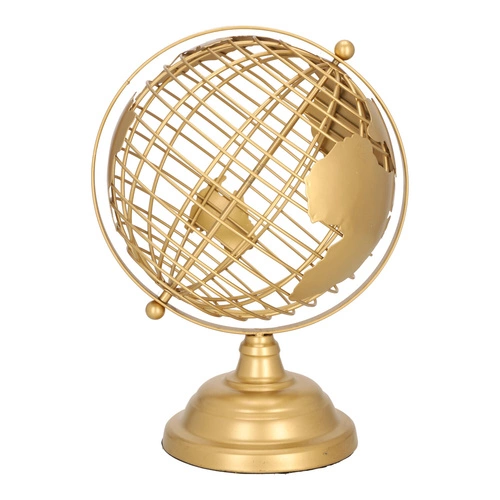 Intesi Globus dekoracyjny metalowy złoty 28 cm glamour ozdobny do salonu lub biura