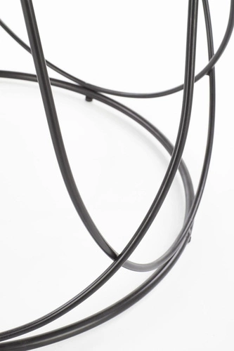 Stolik kawowy Jenna okrągły 60 cm nowoczesny orzechowy z czarną metalową nogą do salonu