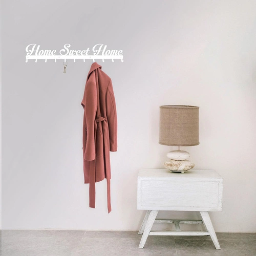 Wieszak ścienny do przedpokoju Sweet Home biały metalowy nowoczesny Intesi 80 cm 11 haczyków