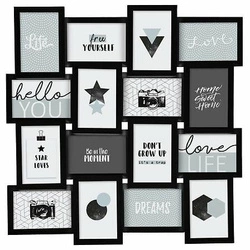 Ramka na 16 zdjęć 10x15 Gael czarna wisząca drewniana multiramka nowoczesna Atmosphera