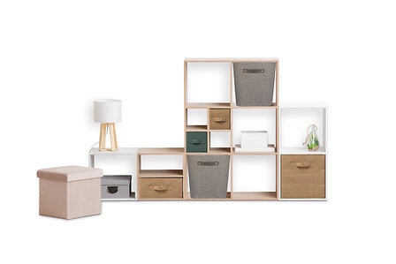 Pudełko materiałowe Ronda 31x31x31 cm szare z uchwytem do regału i garderoby 5five