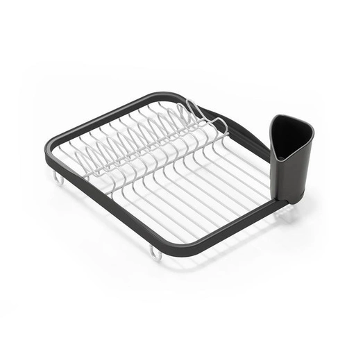 Ociekacz do naczyń na zlew Sinkin Umbra czarny nowoczesny metalowy z pojemnikiem na sztućce