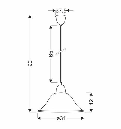 Lampa wisząca Rubi patynowy 1x60W E27  klosz biały alabastrowy