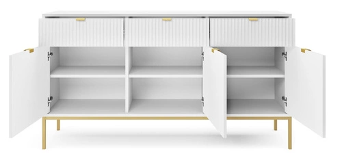 Zestaw mebli do salonu biały/złoty Delicious ryflowane fronty