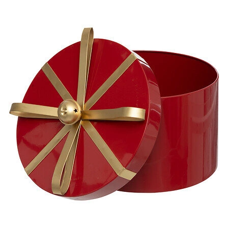 Feeric Christmas zestaw 3 czerwonych pudełek dekoracyjnych okrągłych metalowych do salonu