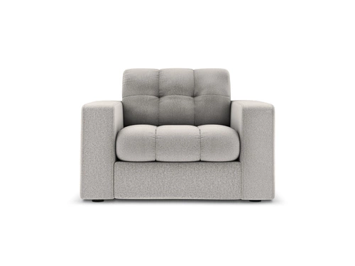 Fotel uszak Justin Light Grey Structured Fabric do salonu welur glamour z podłokietnikami szary