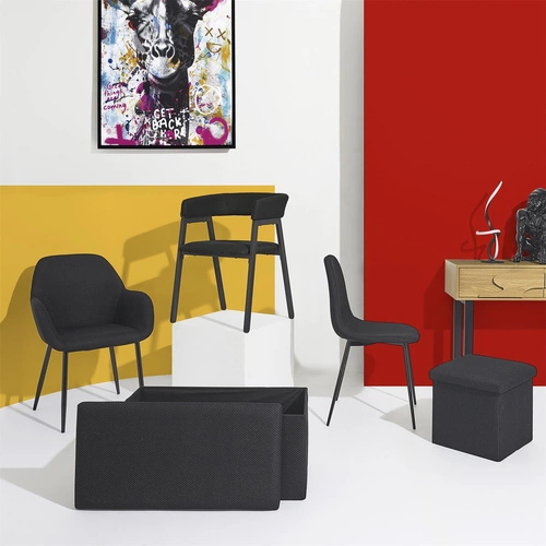 Krzesło tapicerowane Lavia czarne Intesi do jadalni i salonu nowoczesne z podłokietnikami