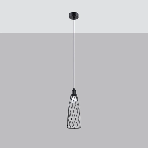 Lampa sufitowa wisząca SUBA 1 czarna industrialna nad stół do salonu SOLLUX LIGHTING