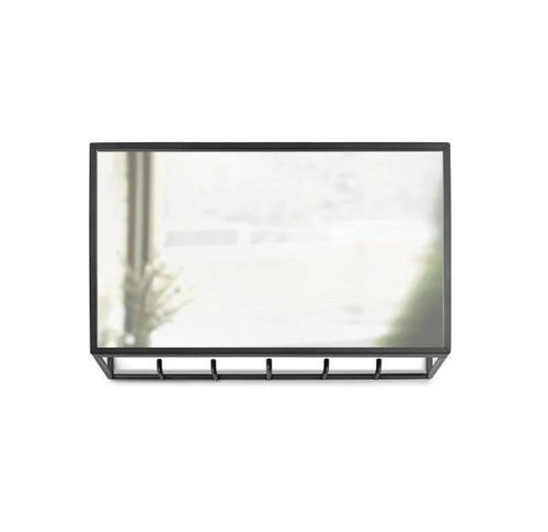 Organizer Cubiko Umbra nowoczesny czarny wieszak ścienny z lustrem do przedpokoju