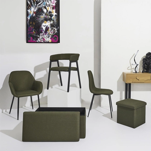 Krzesło tapicerowane Lavia zielone khaki do jadalni i salonu z podłokietnikami Intesi