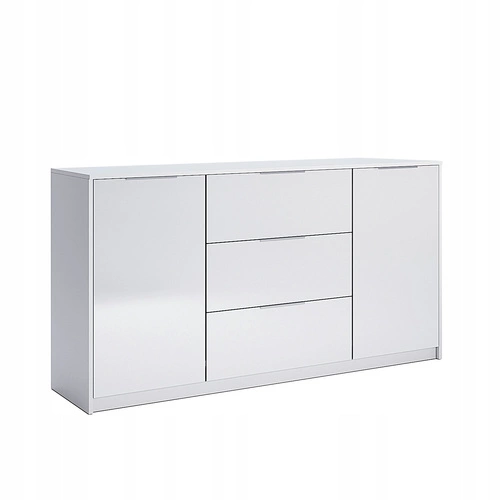 Komoda Merle biała wysoka z szufladami nowoczesna komoda do salonu 160 cm połysk