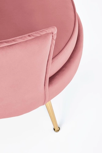 Fotel uszak Modin welur różowy glamour do salonu z podłokietnikami na złotych nogach