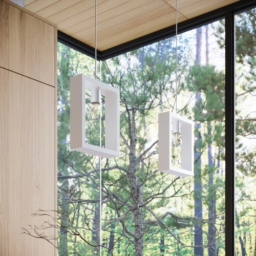 Lampa wisząca ARIES biała skandynawska do salonu i jadalni z regulacją wysokości