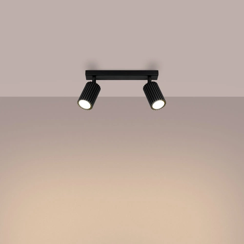 Plafon sufitowy czarny nowoczesny Karbon 2 do salonu i sypialni z ruchomym kloszem