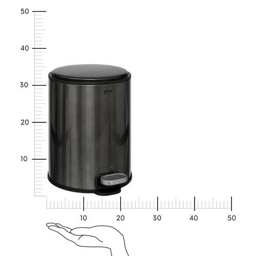Kosz na śmieci Delta 6l czarny stalowy z funkcją soft close do łazienki lub biura 5five