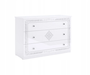 Komoda biała z szufladami Diamante 118 cm połysk glamour do salonu i sypialni Intesi