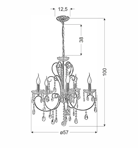 Lampa wisząca Aurora 5*40W E14  chrom