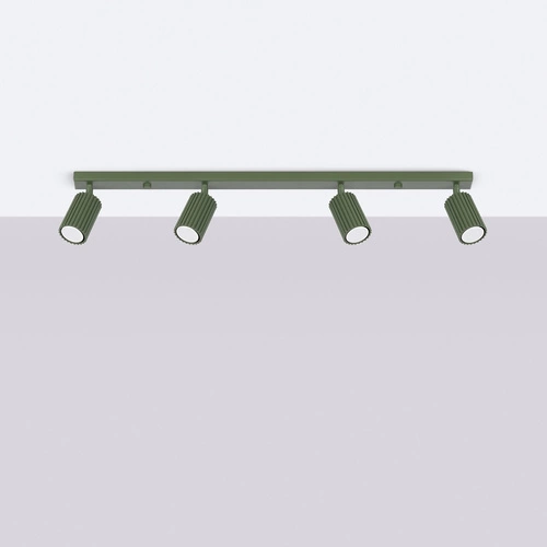 Plafon sufitowy KARBON 4L oliwkowy zielony minimalistyczny do salonu i sypialni