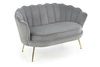 Sofa dwuosobowa welurowa Florencja popielata glamour do salonu na złotych nogach Intesi