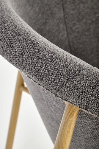 Krzesło tapicerowane Mathilde szare Intesi do jadalni nowoczesne z podłokietnikami skandynawskie