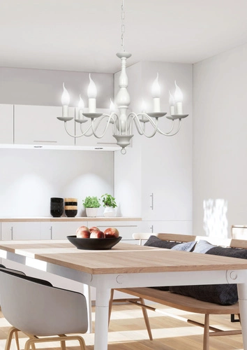 Lampa wisząca Bellagio glamour kremowa regulowana do salonu i jadalni 8-punktowa metalowa