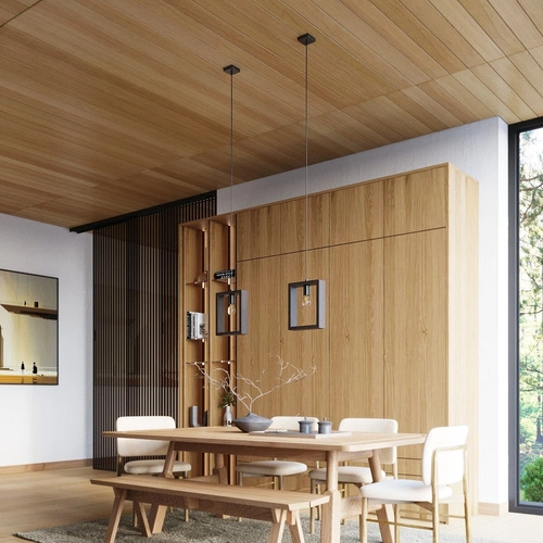 Lampa wisząca ARIES wenge drewniana regulowana do salonu i jadalni nowoczesna 24 cm