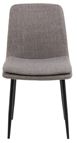 Krzesło tapicerowane Becca szare do jadalni i kuchni nowoczesne na czarnych metalowych nogach