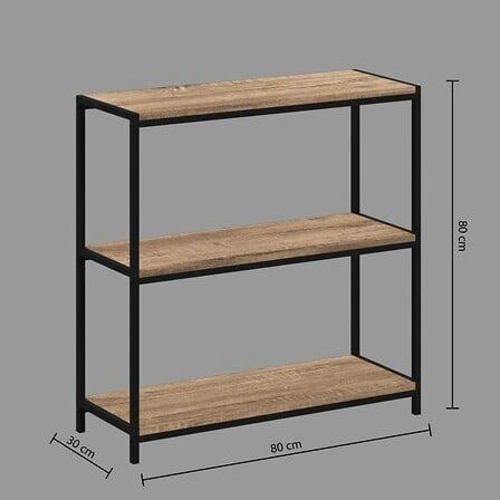 Konsola loftowa Aliaj 3-poziomowa z półkami do przedpokoju i salonu czarna naturalna 80 cm