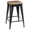 Hoker Joris czarny loftowy metalowy z drewnianym siedziskiem 60 cm do kuchni Atmosphera