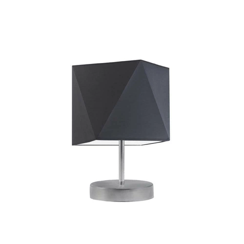 Lampka nocna do sypialni nowoczesna PASADENA grafitowa z abażurem na srebrnym stelażu LYSNE