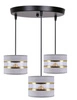 Lampa wisząca PANDY czarny talerz 3x40W  E27 abażur szary+złoty