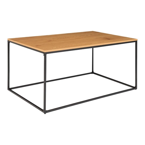 Stolik kawowy Vita prostokątny loftowy do salonu 90x60 cm drewniany z czarnymi nogami Intesi